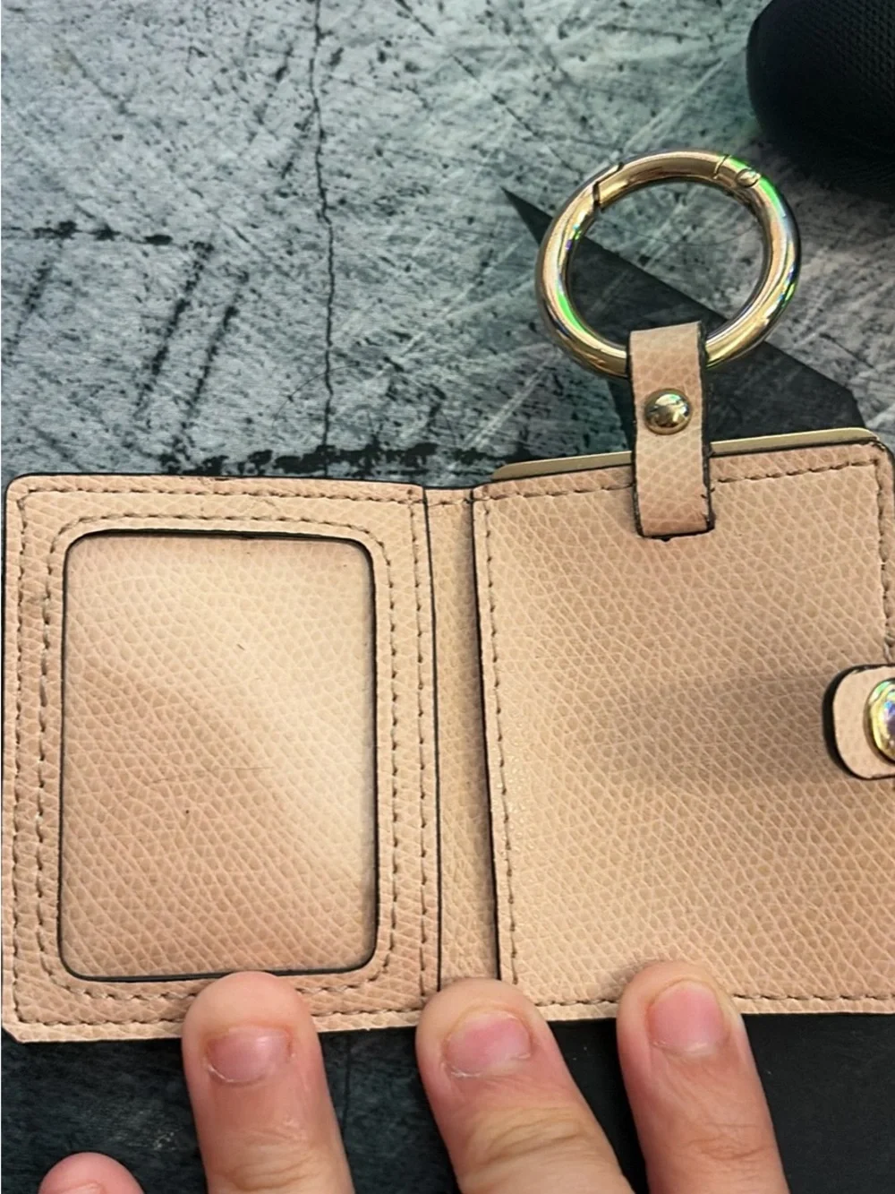 Calvin Klein Pale Pink Key & Card Holder with Gold Ring